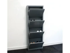 Zapatero Pisa de 4 puertas en gris metalizado. Se entrega montado.