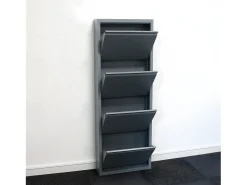 Zapatero Pisa de 4 puertas en gris metalizado. Se entrega montado.