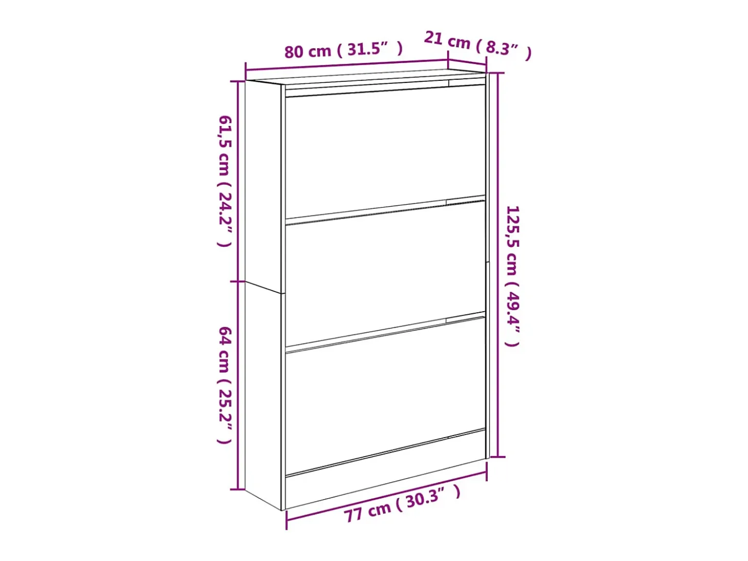 Zapatero roble ahumado 80x21x125,5 cm madera de ingeniería