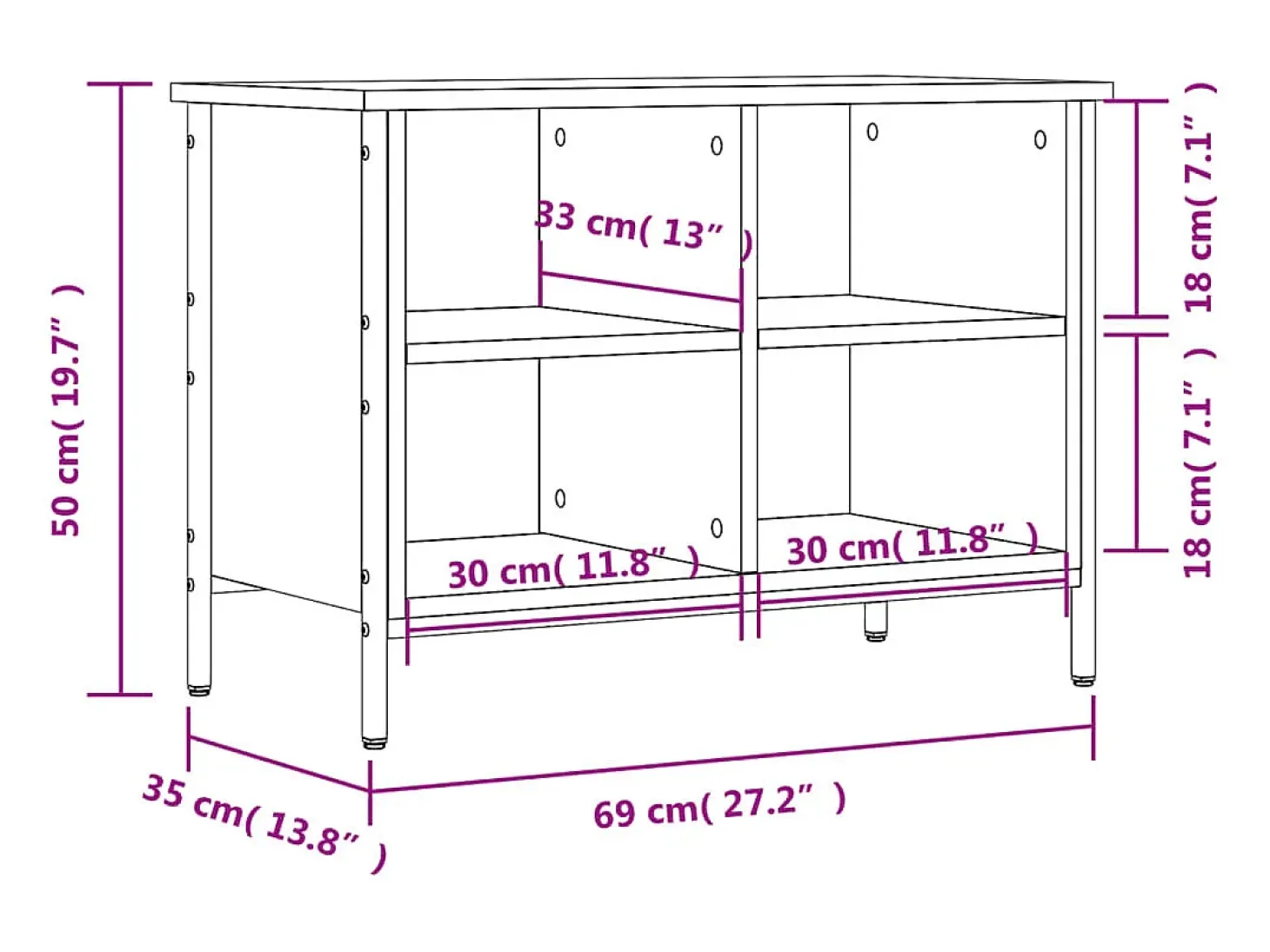 Zapatero roble ahumado 69x35x50 cm madera de ingeniería