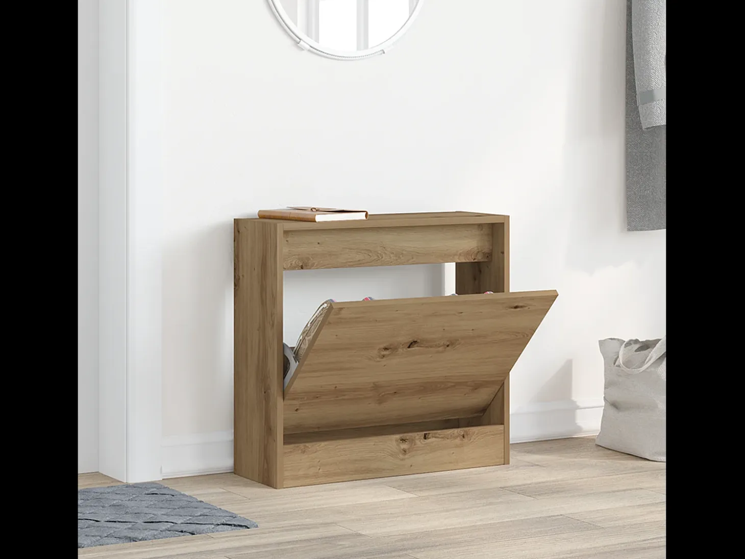 Zapatero Roble artesano 60x21x57 cm Madera de ingeniería