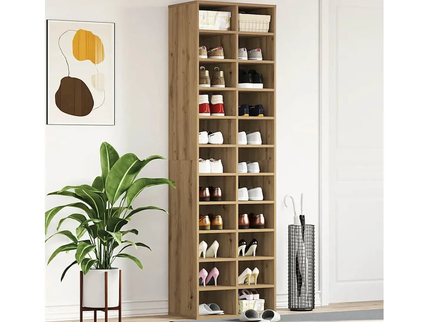 Zapatero roble craft 54x34x183cm madera de ingeniería