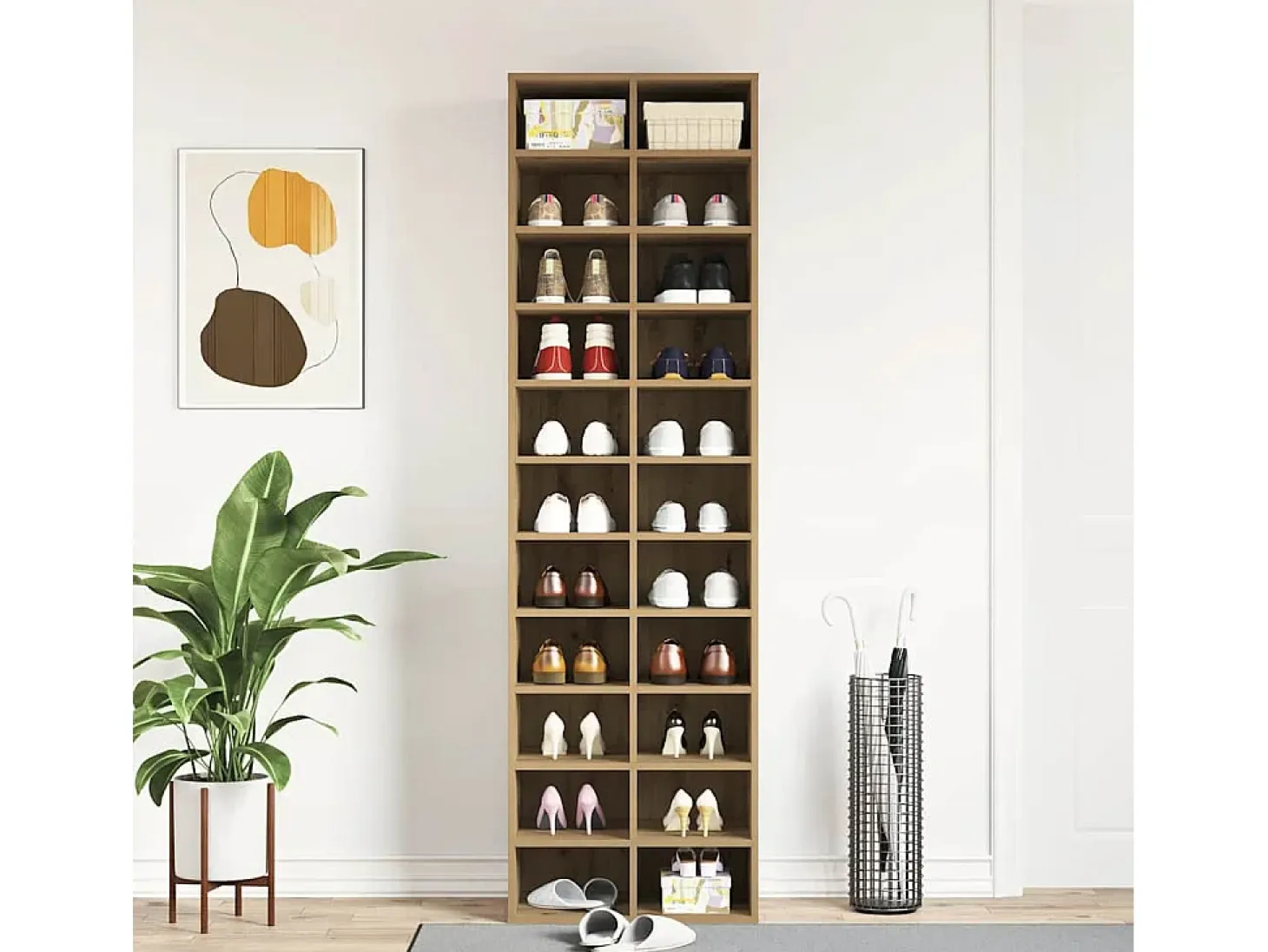 Zapatero roble craft 54x34x183cm madera de ingeniería