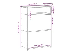 Zapatero roble marrón 75x34x112 cm madera de ingeniería