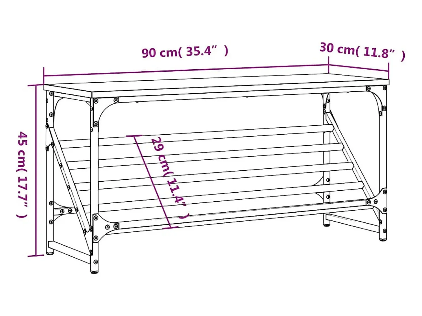 Zapatero roble marrón 90x30x45 cm madera de ingeniería