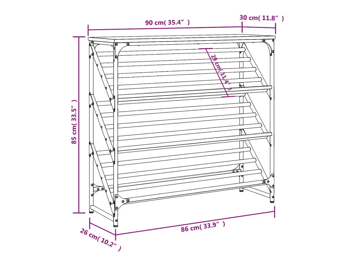 Zapatero roble marrón 90x30x85 cm madera de ingeniería