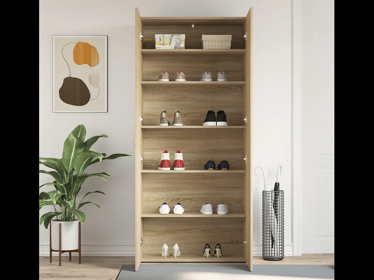 Zapatero roble Sonoma 80x35,5x180 cm Madera de ingeniería