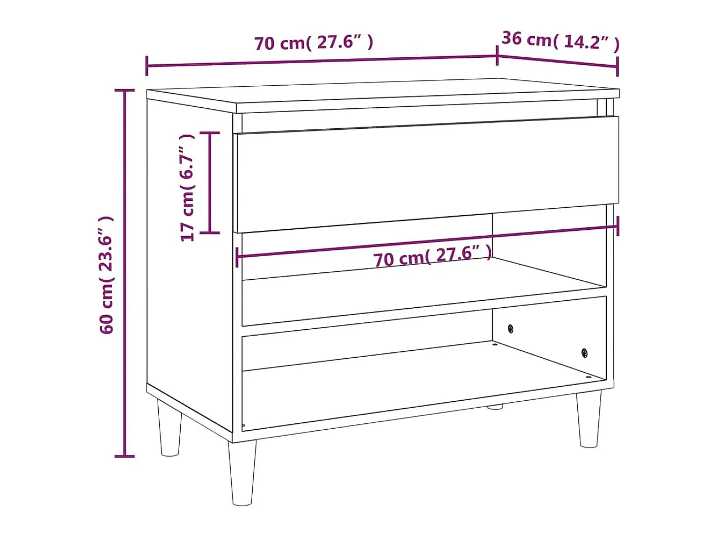 Zapatero Sonoma gris 70x36x60 cm madera de ingeniería