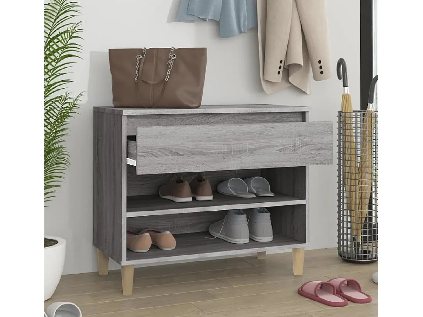 Zapatero Sonoma gris 70x36x60 cm madera de ingeniería