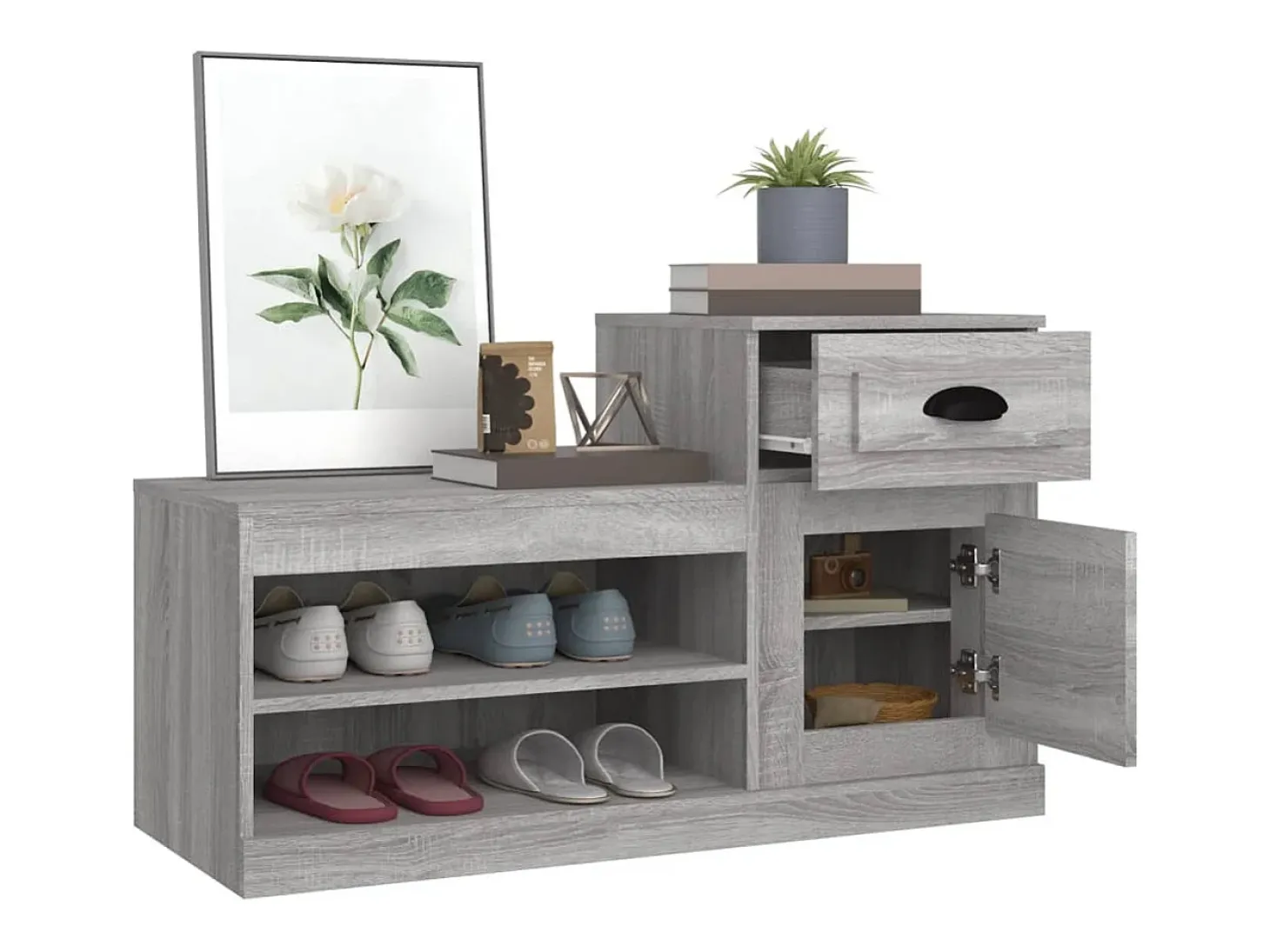Zapatero Sonoma gris 100x42x60 cm madera de ingeniería