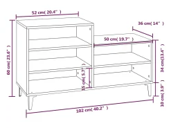 Zapatero Sonoma gris 102x36x60 cm Madera de ingeniería