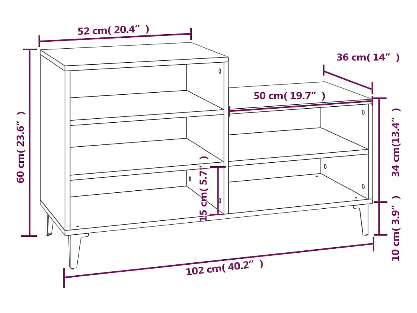 Zapatero Sonoma gris 102x36x60 cm Madera de ingeniería