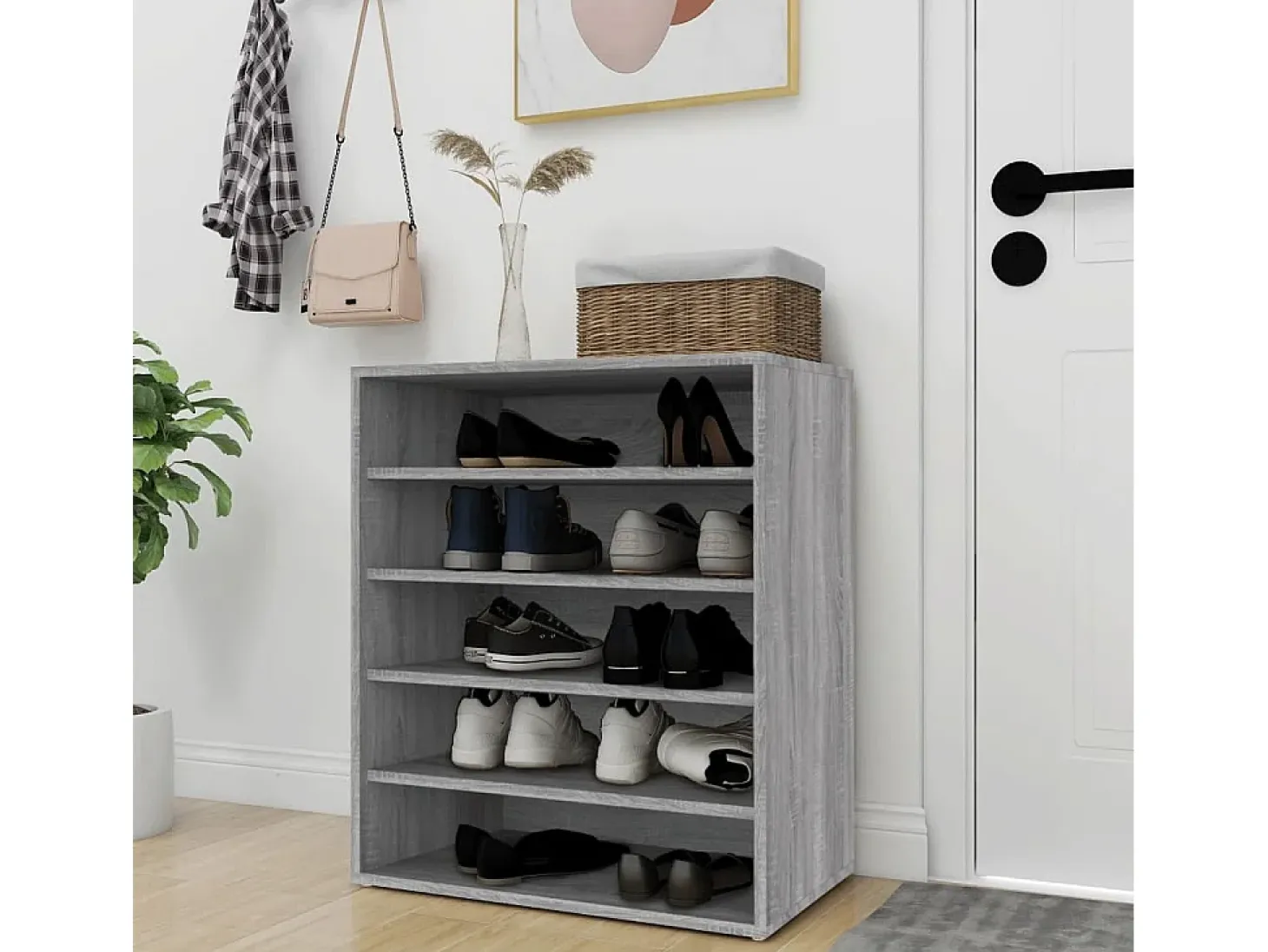 Zapatero Sonoma gris 60x35x70 cm Madera de ingeniería