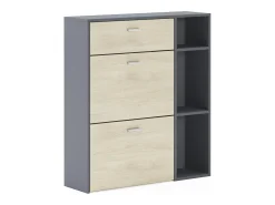 Zapatero WIND, color estructura Gris Antracita, color roble, 90x26x102cm