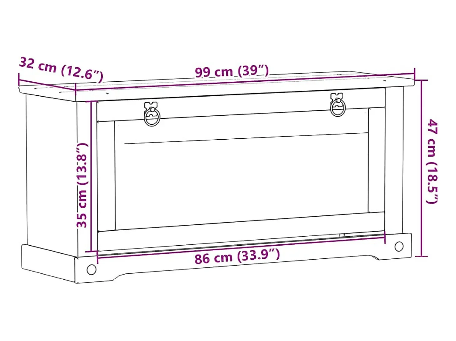 Zapatero 99x32x47 cm madera maciza de pino