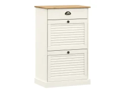 Zapatero 60x35x96 cm madera maciza de pino blanco