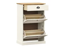Zapatero 60x35x96 cm madera maciza de pino blanco