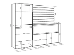 Zapatero, 167x35x145cm, Dormitorio, habitación, Chimenea eléctrica XXL, Listones Decorativos, Cemento