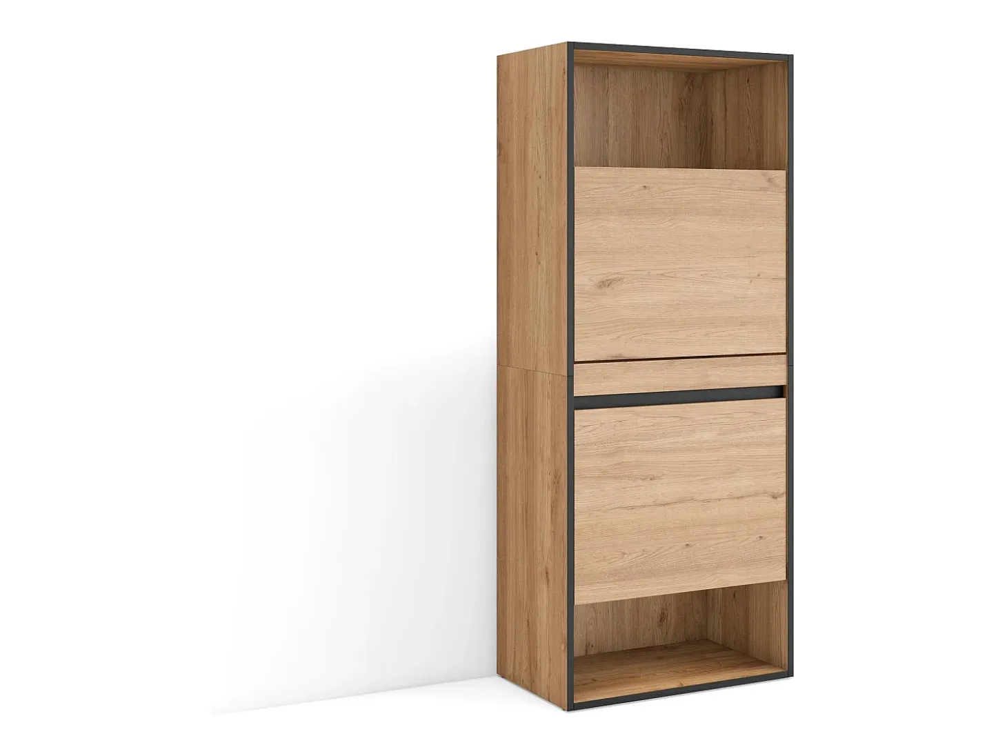 Zapatero, 60x35x145cm, Dormitorio, habitación, Mueble auxiliar, Roble
