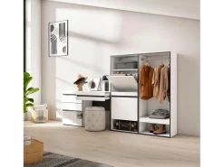 Zapatero, 247x35x145cm, Dormitorio, habitación, Vestidor abierto, Cómoda, Cajonera, Tocador, Blanco