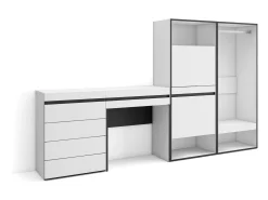 Zapatero, 247x35x145cm, Dormitorio, habitación, Vestidor abierto, Cómoda, Cajonera, Tocador, Blanco