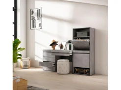 Zapatero, 187x35x145cm, Dormitorio, habitación, Cómoda, Cajonera, Tocador, Cemento