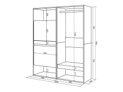 Zapatero, 120x35x145cm, Dormitorio, habitación, Vestidor abierto, Roble