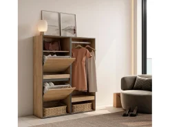Zapatero, 120x35x145cm, Dormitorio, habitación, Vestidor abierto, Roble