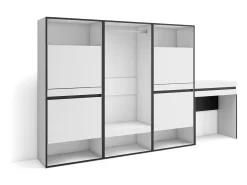 Zapatero, 250x35x145cm, Dormitorio, habitación, Vestidor abierto, Tocador, Blanco