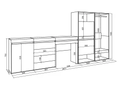 Zapatero, 297x35x145cm, Dormitorio, habitación, Vestidor abierto, Cómoda, Cajonera, Tocador, Cemento