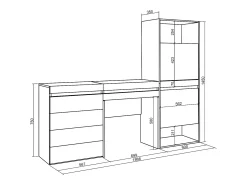 Zapatero, 187x35x145cm, Dormitorio, habitación, Cómoda, Cajonera, Tocador, Blanco