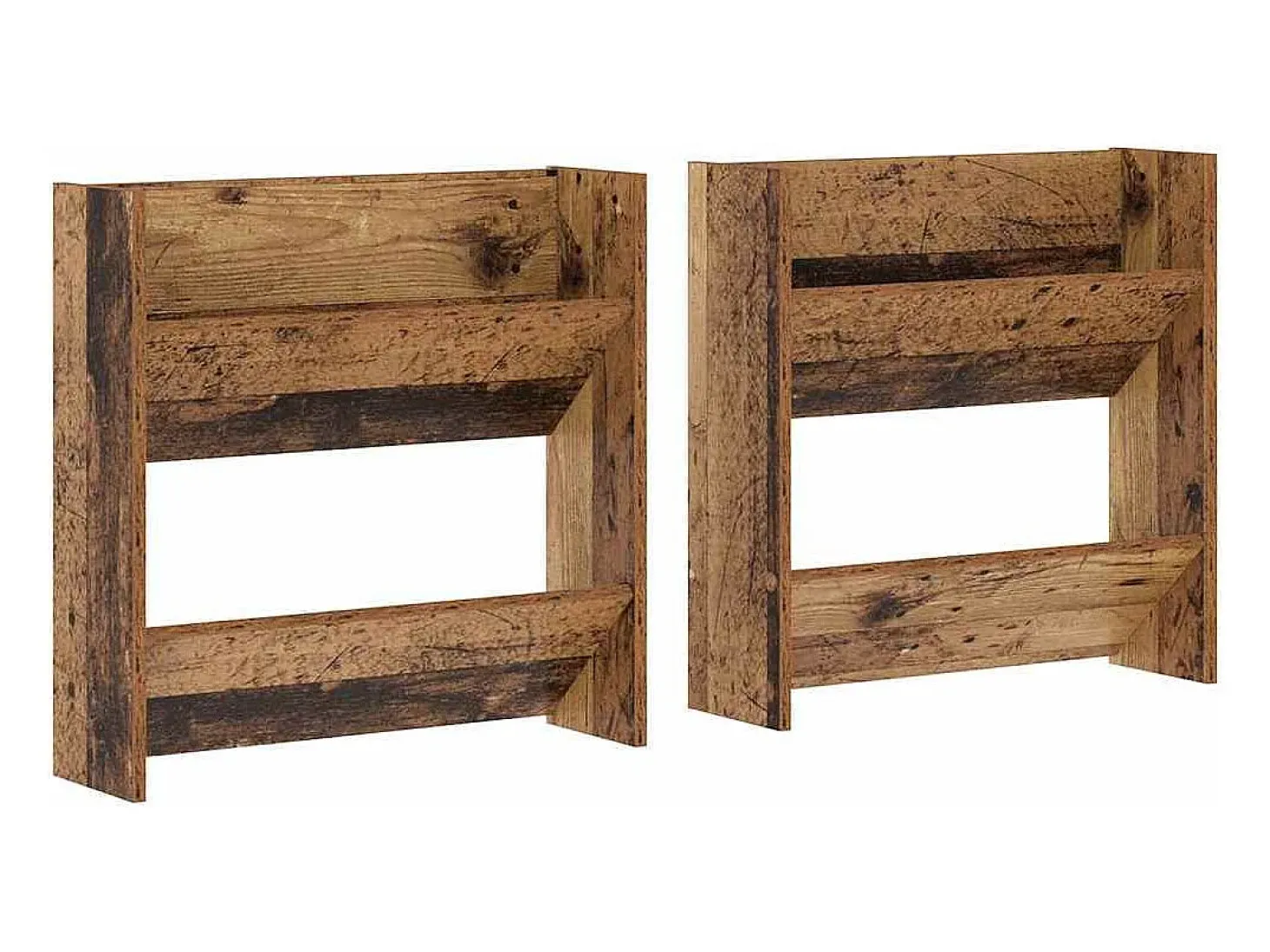 Zapateros de pared 2 uds Madera vieja 60x18x60 cm