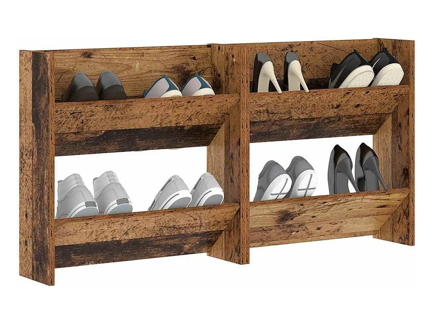 Zapateros de pared 2 uds Madera vieja 60x18x60 cm