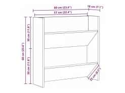 Zapateros de pared 2 uds Roble negro 60 x 18 x 60 cm