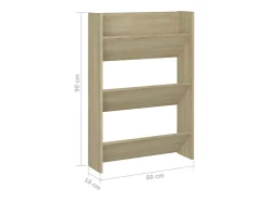 Zapateros de pared de 2 piezas Roble 60x18x90 cm Aglomerado