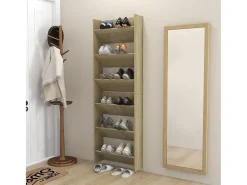 Zapateros de pared de 2 piezas Roble 60x18x90 cm Aglomerado