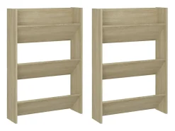 Zapateros de pared de 2 piezas Roble 60x18x90 cm Aglomerado