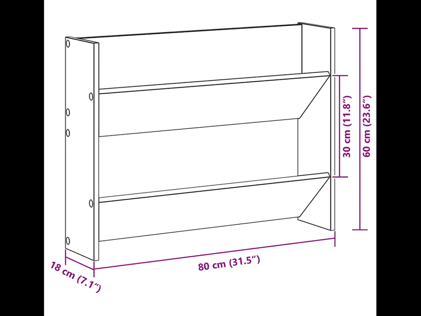 Zapateros de pared Roble negro 60 x 18 x 60 cm