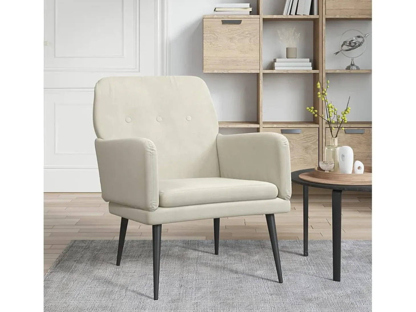 Zarina Sillón de terciopelo crema 62x79x79 cm